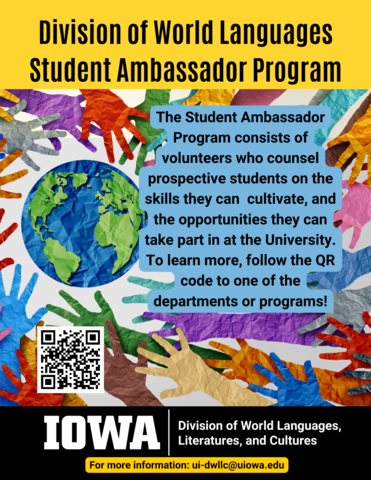 flyer for student ambassador program with QR code for more information